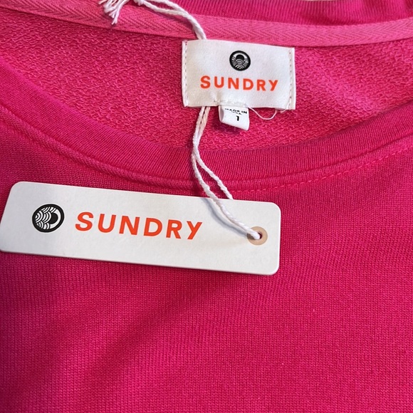 1060 Sundry Women’s Bright Pink Blouson Sleeve Lightweight Sweatshirt Size 1/Sm - Picture 4 of 9